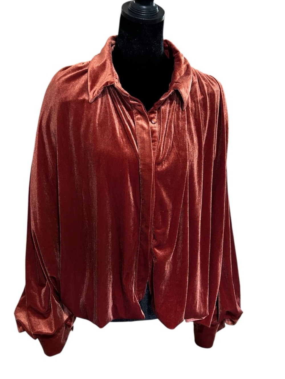 BiBi Plus XL Rust Velvet Button-Front Women's Top-NWOT